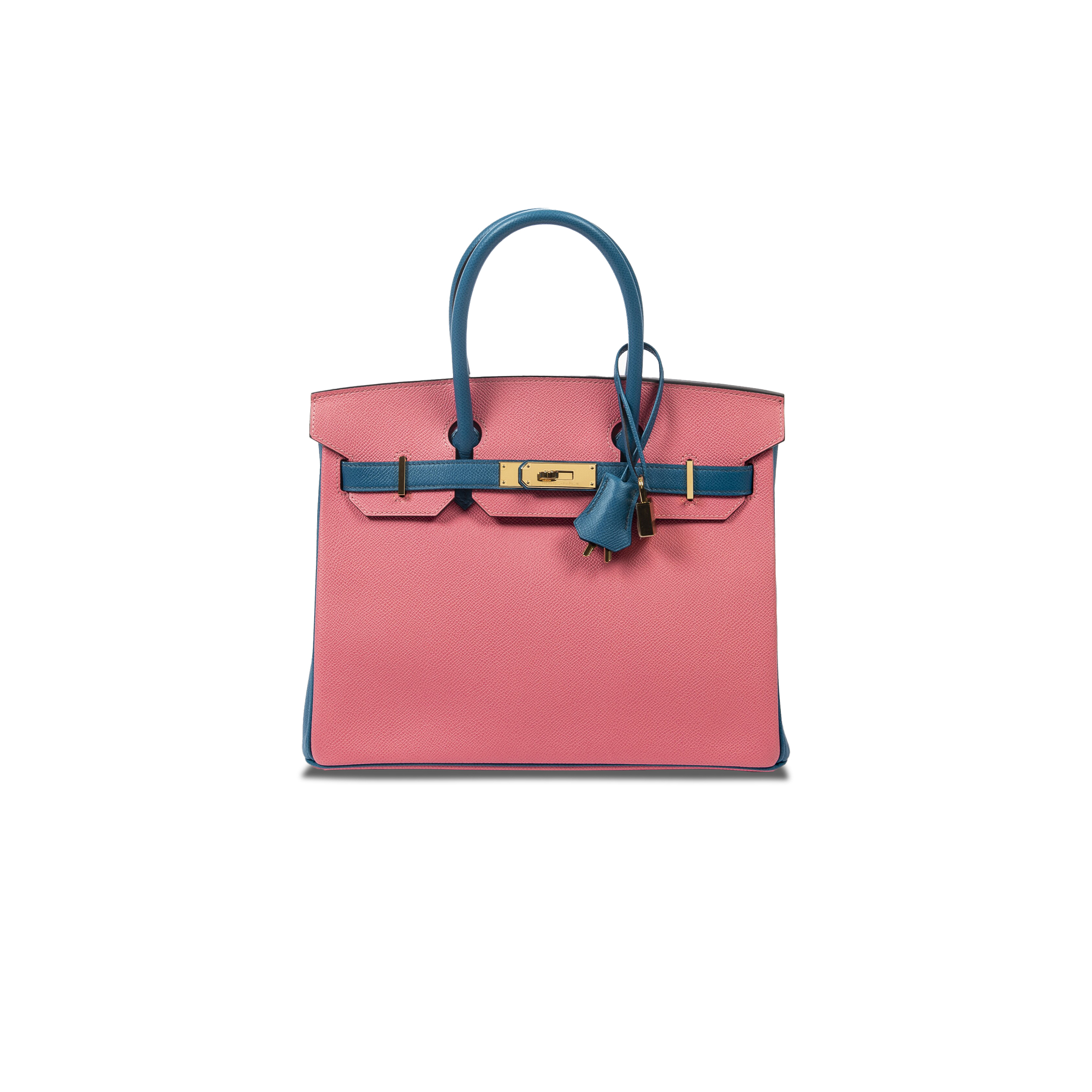 hermÈs master birkin 30 chevre leather cherry blossom and N0*Hern blue gold buckle h028369cc37 (30*23*15cm)